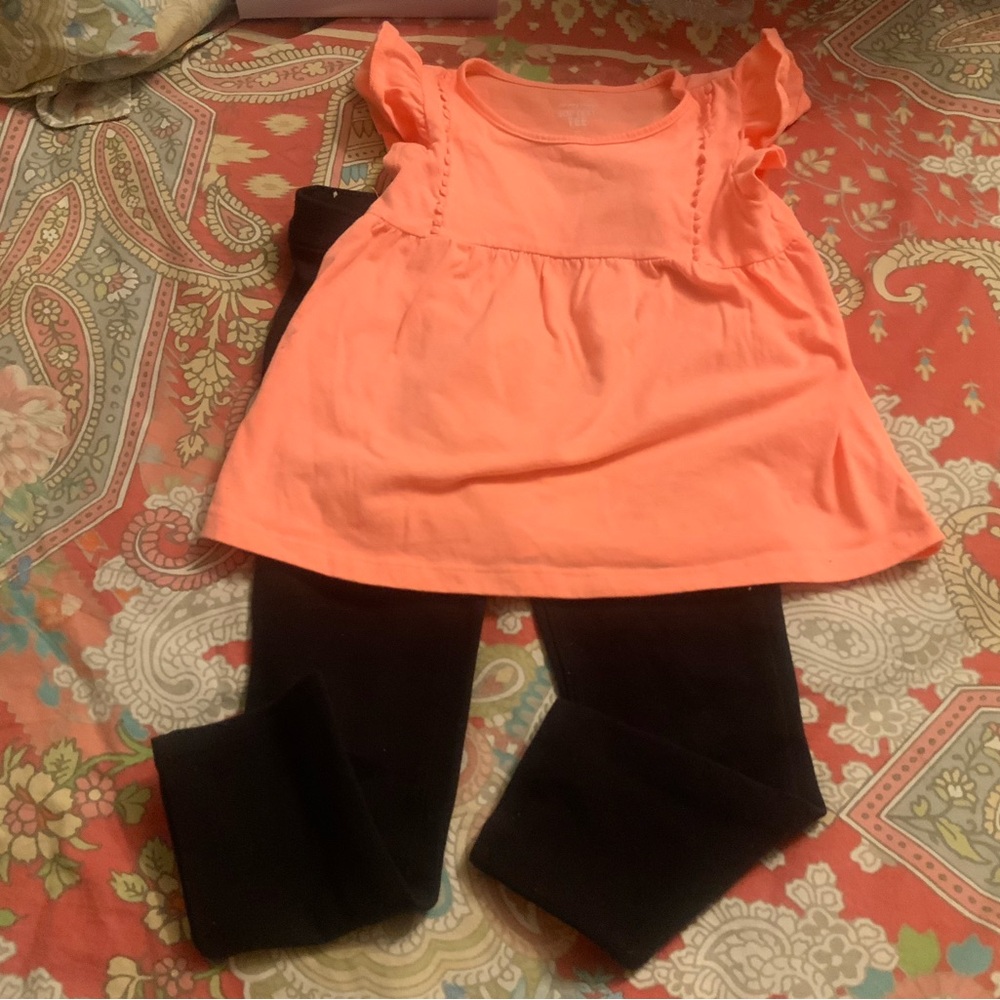 Cat & Jack Top Peach and Black Pants Child’s Place Both size 5